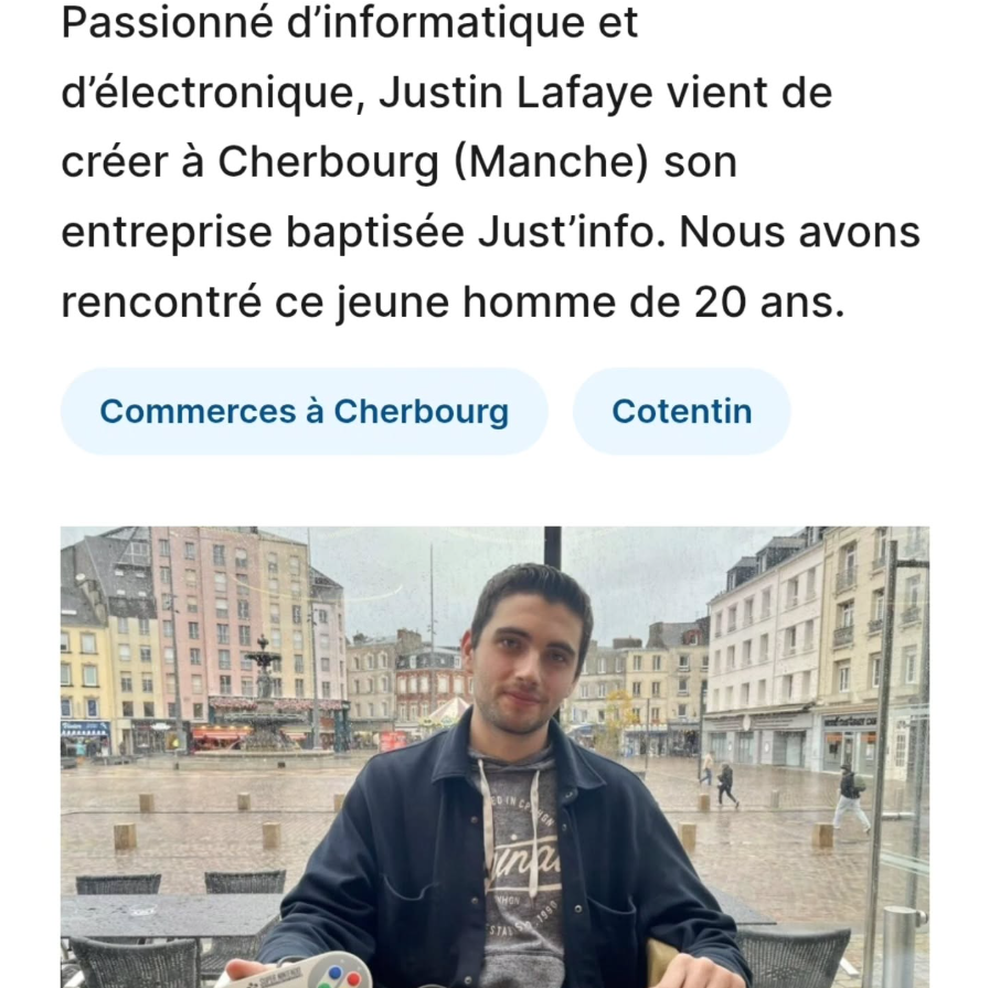 Justin Lafaye, fondateur de Just'Info